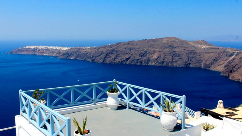 Famous wedding destination on Santorini, Greece. Attractions of the best marriage island